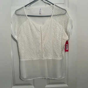 White lace and sheer sleeveless top